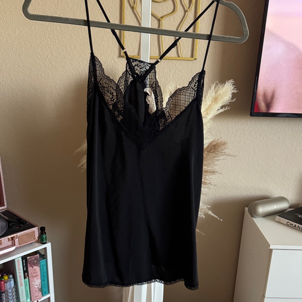 Black Lace Trim Cami Top